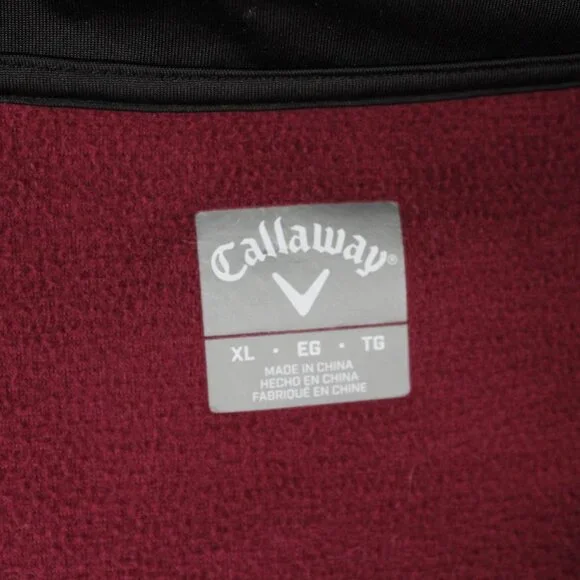 Callaway Golf Mens XL 1/4 Zip Maroon Pullover Side Pocket Jacket Athleisure Wear - Picture 9 of 9